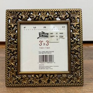 Furio 1995 Vintage Brass Floral Filigree 3x3 Photo Frame Dayton Hudson